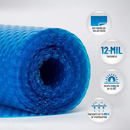 Blue Wave 16x32-ft Rectangle Solar Pool Cover 12-Mil Blue – Solar Cover for Above Ground Pool & Inground Pool, Thermal Bubble Blanket for Heat Retention & Reduced Evaporation