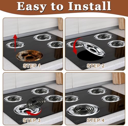 W10290350 W10290353 Porcelain Burner Drip Pans Compatible with Whirl-pool Electric Stove Range Top Drip Bowls Includes 1 Large 8-Inch and 3 Small