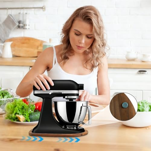 Mixer Slider Mat for KitchenAid 4.5-5 Qt Tilt Head Stand Mixers (Brown) | Pine Wood Moving Tray for Kitchenaid Artisan, Storage Organizer for Kitchen Countertop Accessories and Attachments