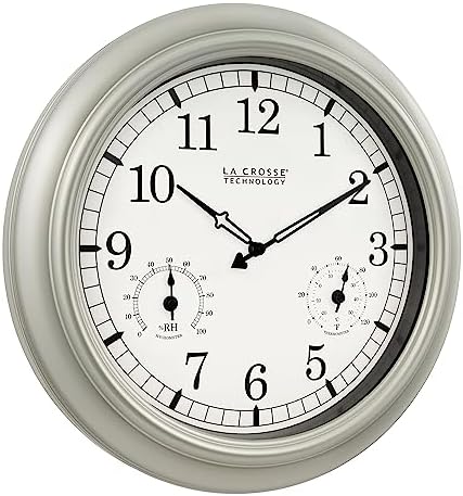 La Crosse Technology WT-3181PL-Q Quartz Time Analog Indoor/Outdoor Wall Clock, 18"