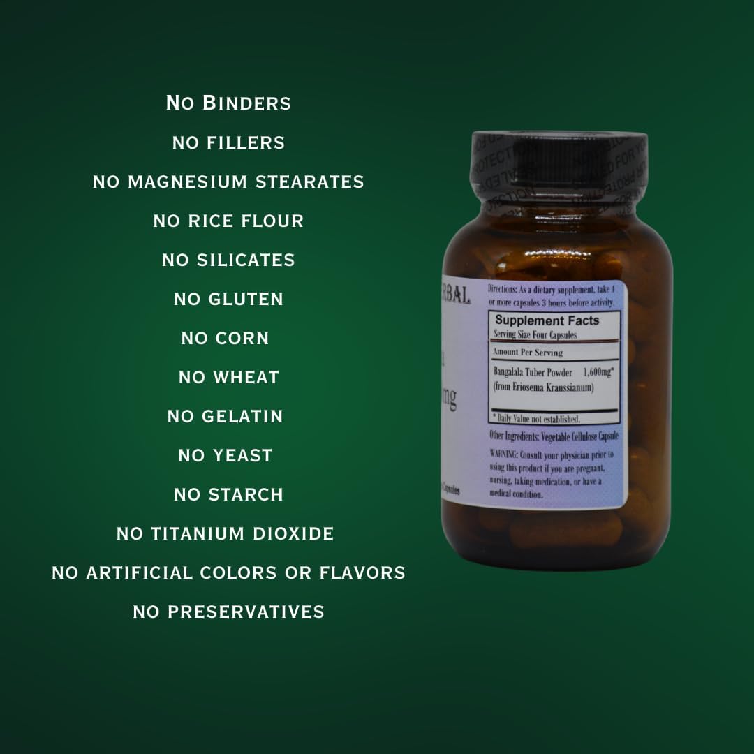 Barlowe's Herbal Elixirs Bangalala (Eriosema Kraussianum) | Powder Capsules | 400mg Per Capsule | South African Male Vitality Herb | 60 Vegan