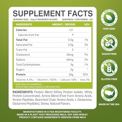 MFL Muscle Whey Protein l 28g of Protein l 8g BCAAs l Keto Friendly l Low Carbs l 5 lbs. (Vanilla Bean)
