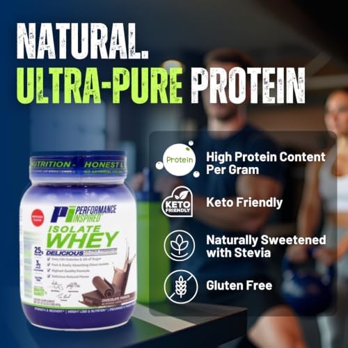 PERFORMANCE INSPIRED Isolate Whey Protein Powder – Vanilla – 25G – 2lb | All Natural - Fast Absorbing - Added L-Glutamine - Contains BCAAs