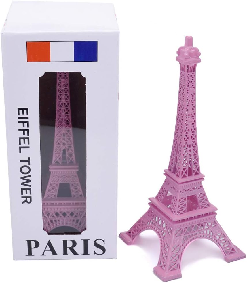 ESHATO Gold Metal Eiffel Tower Statue, 7inch Decorative Figurine Replica Stand Holder for Cake Topper Table Decor Gift Party Home Decoration