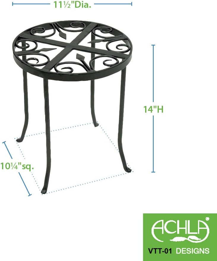 Achla Designs VTT-01 Round Trivet Wrought Iron Plant Stand, Graphite