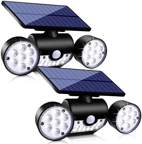 Solar Outdoor Lights Motion Sensor Security Flood Lights 3 Head | Solar Powered Wall Light, IP65 Waterproof, 270°Wide Angle Spotlight with 2 Modes for Garden Patio Porch Yard Path Tree