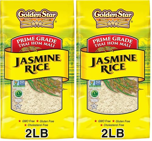 Golden Star Thai Hom Mali White Jasmine Rice - Prime Grade White Rice - 10 lb Bag | Prime Grade White Rice - Great for Gumbo, Curries & More - Cook in Microwave or on Stove Top
