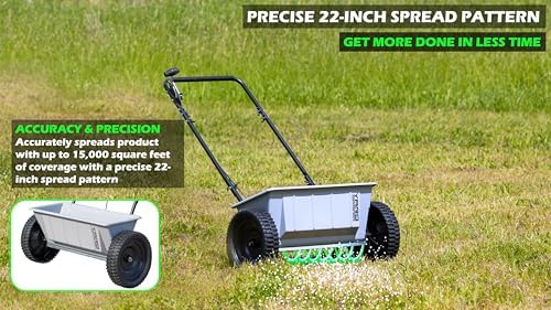 60 LB Walk-Behind Push Drop Spreader - Holds Up to 15
