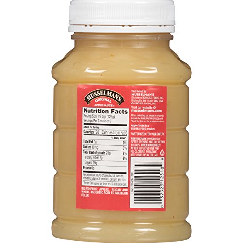 Musselman's Unsweetened Apple Sauce - low calorie, gluten free snack, low sodium, kosher, fat-free, no cholesterol, no high fructuse corn syrup, from 100% fresh American Grown Apples. (24oz x 12)