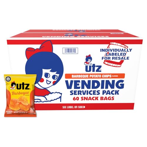 Utz Potato Chips, Barbeque – 1 oz. Bags (60 Count) – Crispy Potato Chips Made from Fresh Potatoes, Crunchy Individual Snacks to Go, Cholesterol Free, Trans-Fat Free, Gluten Free Snacks