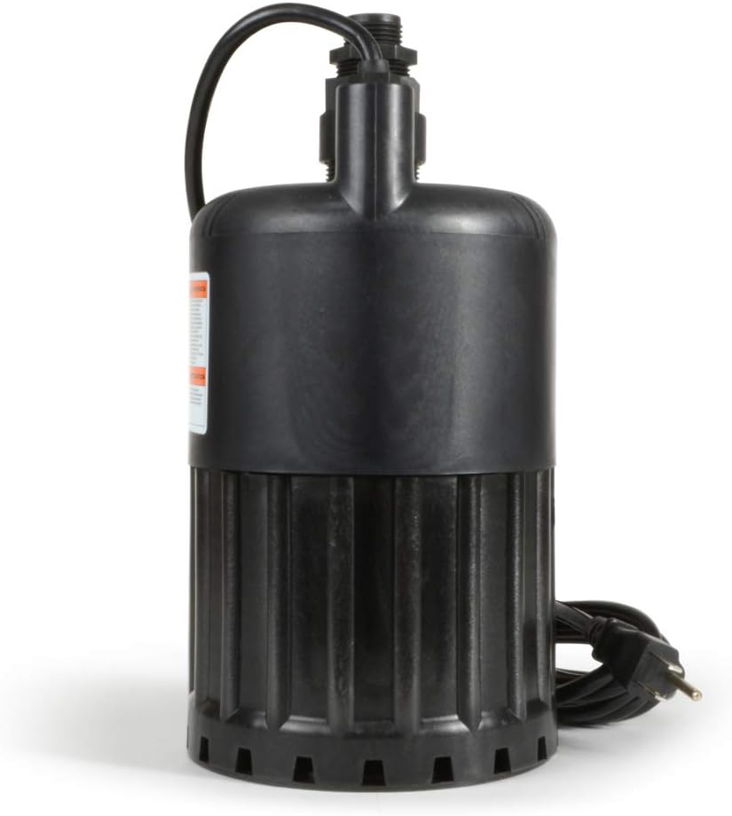 ECO-FLO Products SUP55 Manual Submersible Utility Pump, 1/4 HP, 1,980 GPH