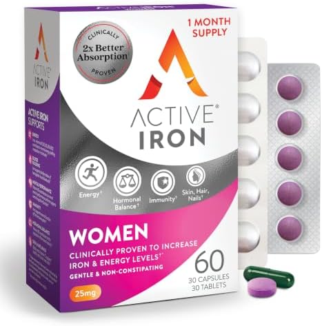 Active Iron Supplement 25mg + Multivitamin for Women, Gentle on Stomach