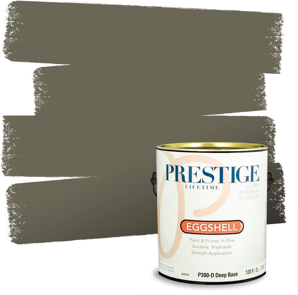 PRESTIGE Paints Exterior Paint and Primer In One, 1-Gallon, Satin, Comparable Match of Sherwin Williams* Ripe Olive*