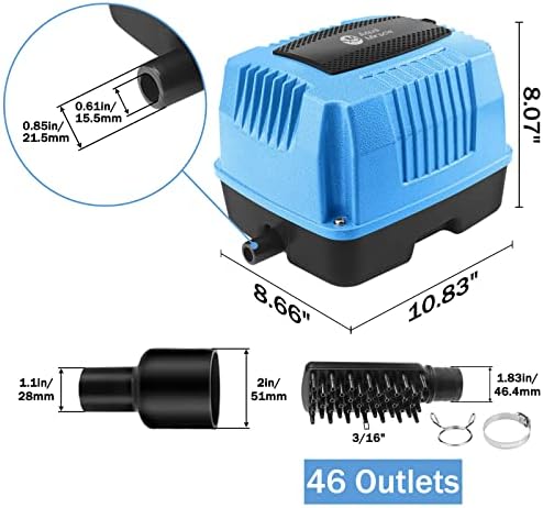 AquaMiracle Linear Air Pump AP-40/AP-60/AP-80/AP-160 for Pond Aeration, Septic, Hydroponic, 635/950/1350/2550GPH, Pond, Waste Treatment, Aquarium