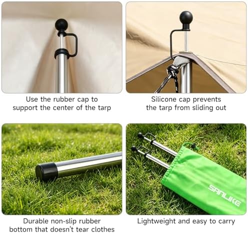 SANLIKE 2 Sets Tarp Poles 95in Telescoping Stainless Steel Tent Poles