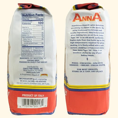 Cento Anna Napoletana Tipo "00" Extra Fine Unbleached Flour, 11 Pound | Unbleached Soft Wheat Flour Grown and Milled in Italy, Naples-Style