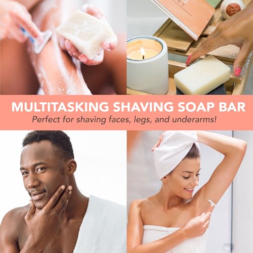 Bar Soap for Shaving - USA Made with Organic & Natural Ingredients | Shave Bar for Women, Vegan Soap with Shea Butter & Coconut Oil
