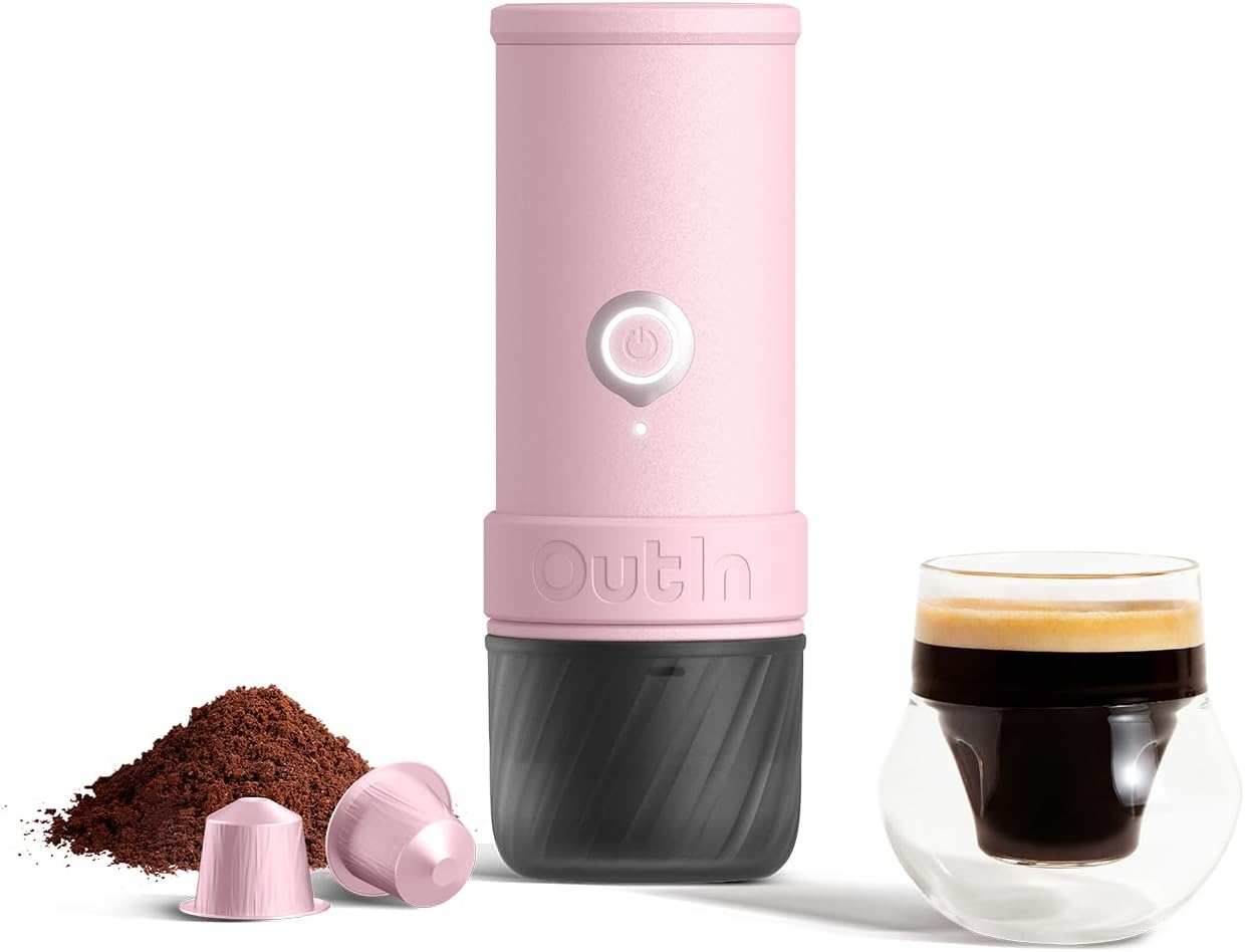 OutIn Mino Portable Electric Espresso Machine for Travel with Self-Heating | Mini Camping Coffee Maker, Pocket-Sized Coffee Machine