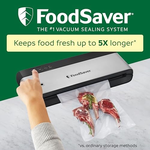 FoodSaver Compact Vacuum Sealer Machine with Airtight Bags and Roll - Ideal for Sous Vide and Airtight Food Storage, White