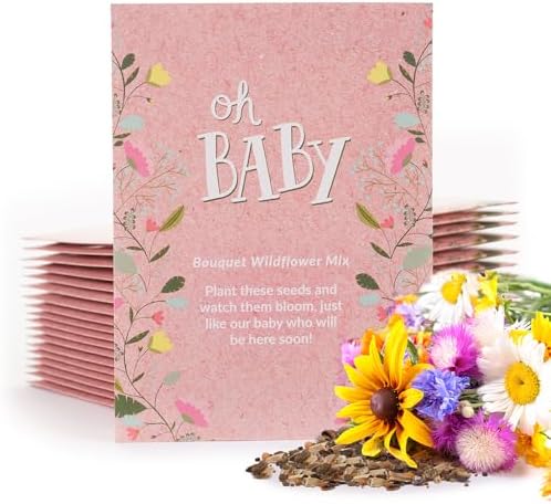 BENTLEY SEED CO. Oh Baby Flower Seeds Packets - Girl/Boy Baby Shower Favors - Pre-Filled