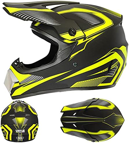 Motocross Offroad Helmet Dirt Bike Helmet BMX MX ATV Helmet Full Face Motorcycle Helmet with Gloves Goggles Mask for Unisex Adult Youth DOT/FMVSS