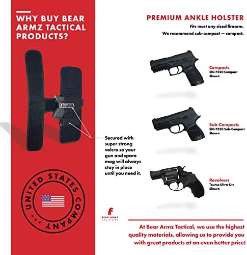 Ankle Holster for Concealed Carry | American Company | Comfortable & Secure | Compatible with Glock 43, 42, 30, 27, 26 S&W M&P Shield 9mm, Bodyguard .380, Ruger LCP, LC9, Sig Sauer P365 P238, Kimber