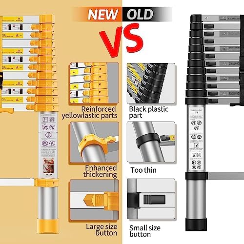 Telescoping Extension Ladder 12.5FT, Aluminum Telescopic Ladders with Carry Bag for Outdoor Indoor Use