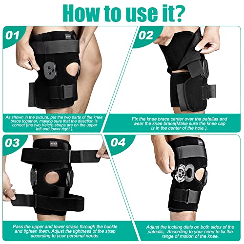 NEENCA Hinged Knee Brace, Knee Immobilizer with Locking Dials & Side Stabilizers, Medical ROM Knee Brace for Knee Pain, Arthritis, ACL, PCL, MCL