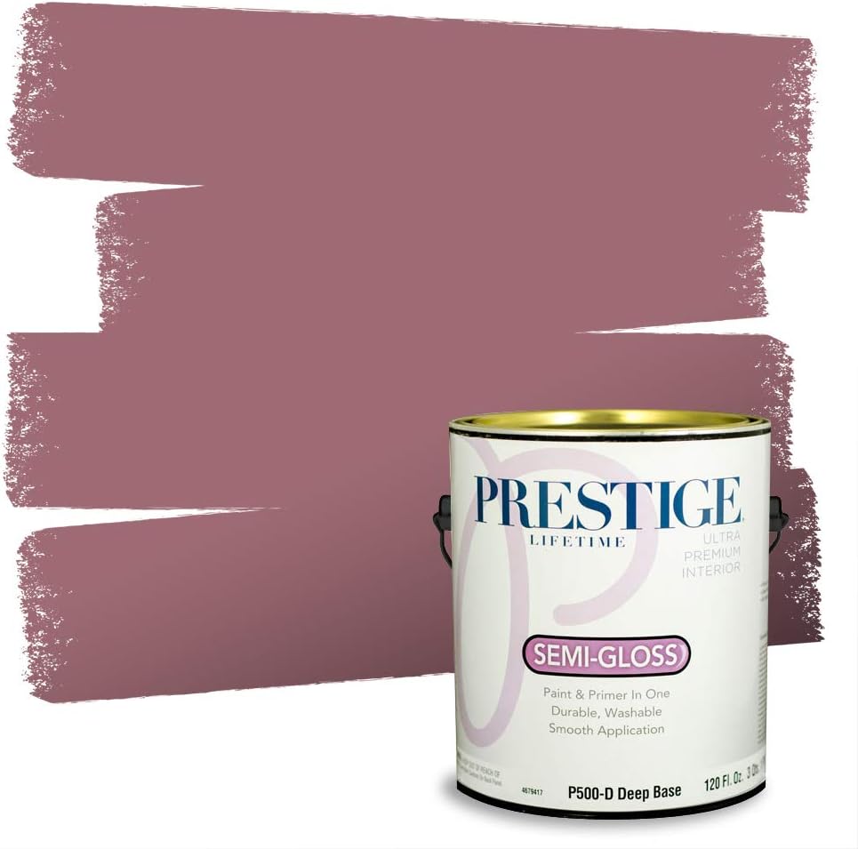 PRESTIGE E500-P-SW6303 Exterior Paint and Primer in One, 1-Gallon, Semi-Gloss, Comparable Match of Sherwin Williams Rose Colored, 1 Gallon, SW17-Rose