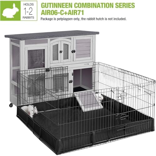 GUTINNEEN Rabbit Hutch Indoor Outdoor Bunny House Guinea Pig Cage on Wheel with Plastic Tray