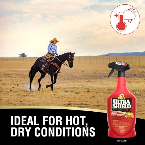 Absorbine UltraShield Red Insecticide & Repellent, 128 fl oz Gallon | Use on Horses & Premise, All-Weather up to 7 Days, Repels & Kills Multiple Species Including Flies, Mosquitoes & Gnats