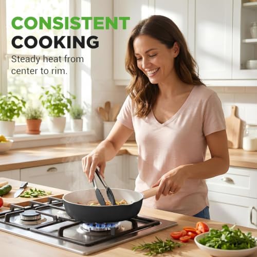 NutriChef Professional 12-Piece Nonstick Cookware - PFOA/PFOS-Free, Heat Resistant Lacquer, Elegant Design, Multi-Sized Pots and Pans, Teal/Gray/Green