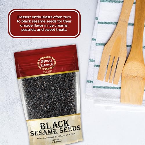Raw Black Sesame Seeds 3 LB Bag - Natural - By Spicy World