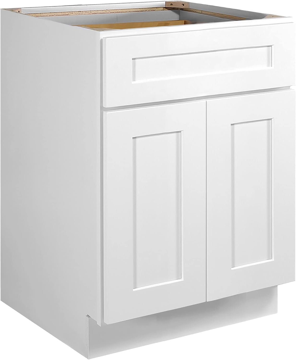 Brookings Shaker Unassembled Base Kitchen Cabinet B18, 18 W x 24 D x 34.5 H, Painted White with Sherwin Williams®, Solid Wood – Design House, 561340 | Adjustable Shelves, Adjustable Hinges, Floor Mount, Contemporary/Modern, Wood, Kitchen, 561340
