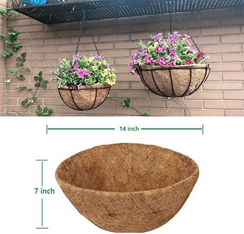 HALEDAZE 2 Pack 14 Inch Round Coco Liners for Hanging Basket