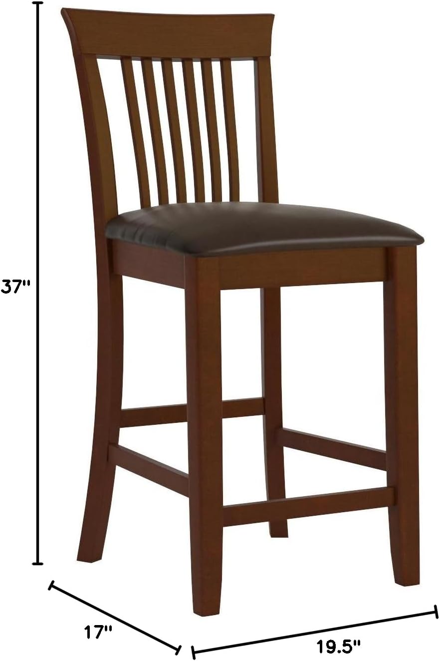 Linon Torino Collection Craftsman Counter Stool, 17.25"W x 19.5"D x 37"H, Black