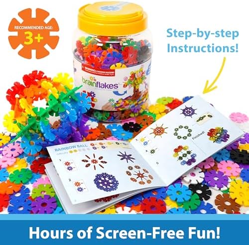 Brain Flakes 500 Piece Set, Ages 3+, Interlocking Plastic Disc Toy for Creative Building, Educational STEM Learning, Construction Block Play for Kids
