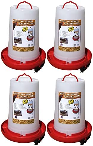 Farm Innovators HB-60P Thermostatically Controlled Heated 2 Gallon Plastic Outdoor Year Round Poultry Chicken Water Bucket Drinker, White/Red | Thermostatically controlled to keep water from freezing, side mounted drip-free/freeze-free nipples for up to…