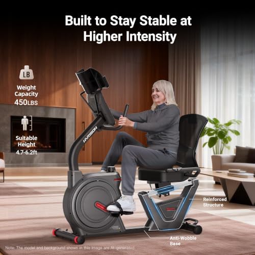 Recumbent Exercise Bike for Home and Seniors, 450 LB Capacity | Comfortable Seat, Easy Step-Through Frame and Quiet Magnetic Resistance for Smooth