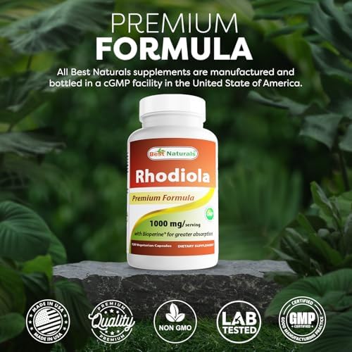 Best Naturals Rhodiola with Bioperine 1000mg Serving - 120 Veggie Capsules