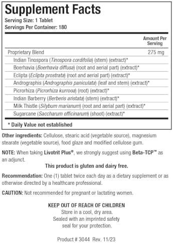 Biotics Research Livotrit Plus Liver Cleanse and Detox Support Supplement Natural Non GMO Herbal Blend with Milk Thistle 180 Tablets