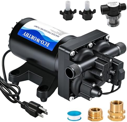 ECO-WORTHY 110V AC Fresh Transfer Diaphragm Water Pump On Demand 5.5GPM 70PSI High Pressure Water Booster Pump 110 Volt with Pressure Switch for