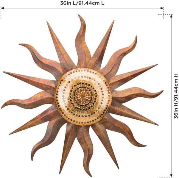 Regal Art & Gift Handcrafted Metal Sun Wall Decor, Rustic Sunburst Wall Art | Copper Patina, 40 in, Metal, Rust-Resistant Sunburst Sculpture, Eye-Catching Accent for Patio, Garden & Home