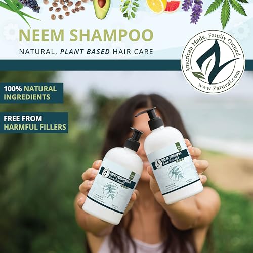 Zatural Neem Shampoo | Gentle Scalp & Hair Cleanser with Botanical Extracts | Moisturizing Wash for Softness, Volume, and Shine (8 Fl Oz)