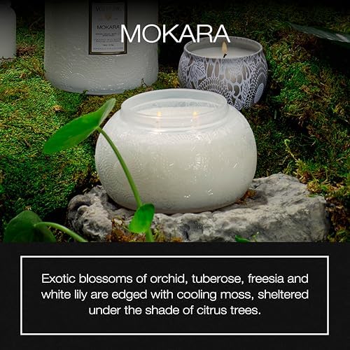 Voluspa Panjore Lychee, Glass Chawan Bowl Candle, 14 oz, 50 Hour Burn Time, Coconut Wax for Clean Burning, Handcrafted in the USA