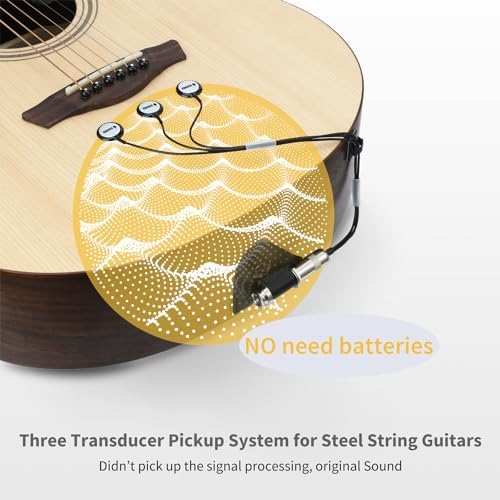 Donner Acoustic Guitar Pickup, Guitar Pickups Passive Mahogany Soundhole Pickup with Humbucker Volume Tone Control