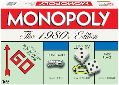 Monopoly The 1980's Edition, with Original Art, by Winning Moves Games USA | Includes Classic Tokens, For 2 to 8 Players, Ages 8+