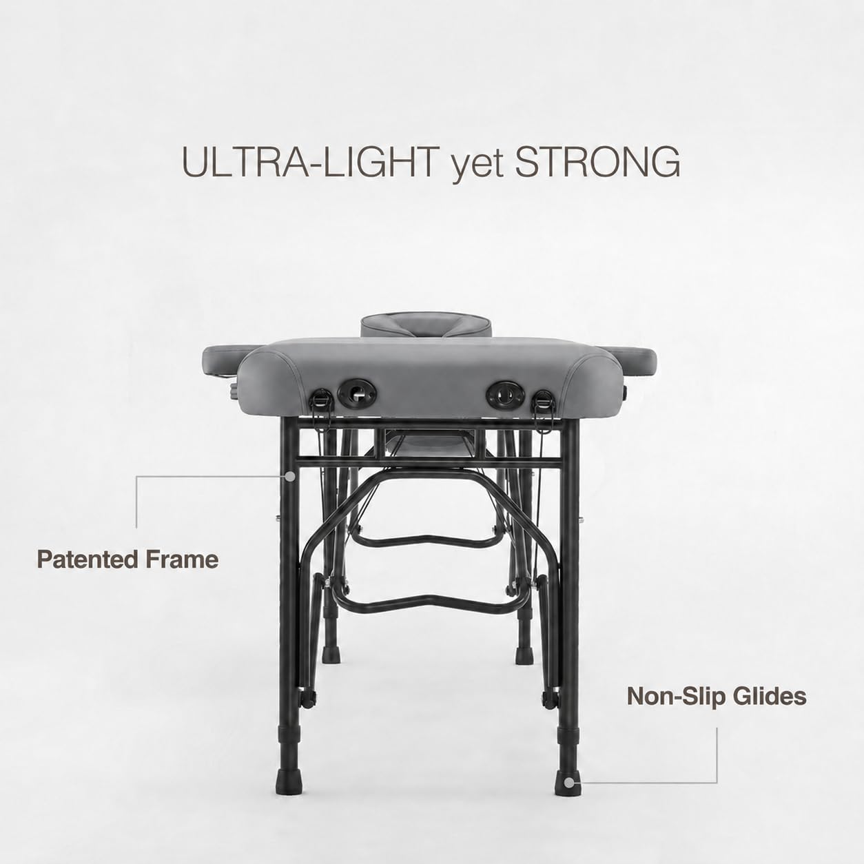 Portable Aluminum Massage Table, Foldable Travel Bed, 70 x 21, Black | Aluminum Frame · 3" Memory Foam · 450 lb Working Capacity · Foldable · Massage, Spa & Mobile Therapy