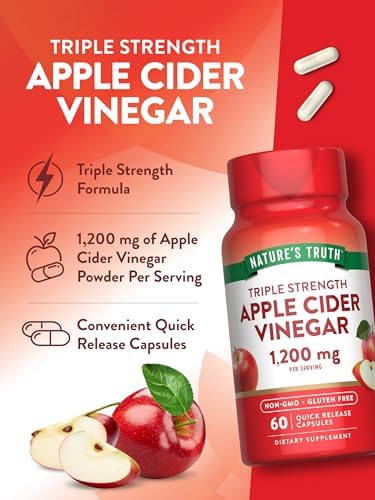Nature's Truth Apple Cider Vinegar Capsules | 1200mg | Quick Release Pills | Non-GMO & Gluten Free Supplement | Non-GMO & Gluten Free Supplement