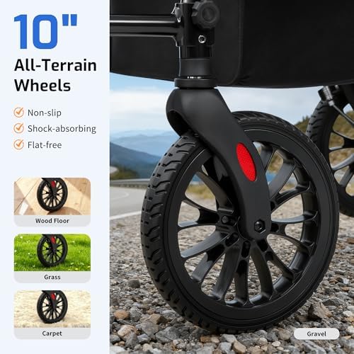 2 in 1 Rollator Wheelchair Combo Walker for Seniors with Seat | Transport-Wheelchair-Lightweight-Foldable with Adjustable Seat and Handle